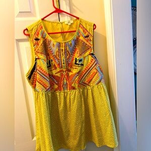 Entro Boho yellow sleeveless top 1X